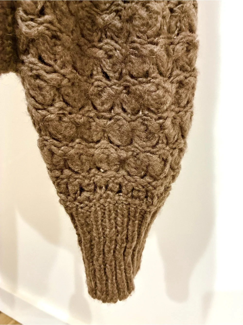 Free People Brown Open-Weave Crochet Knit Scoop Neck Sweater XS